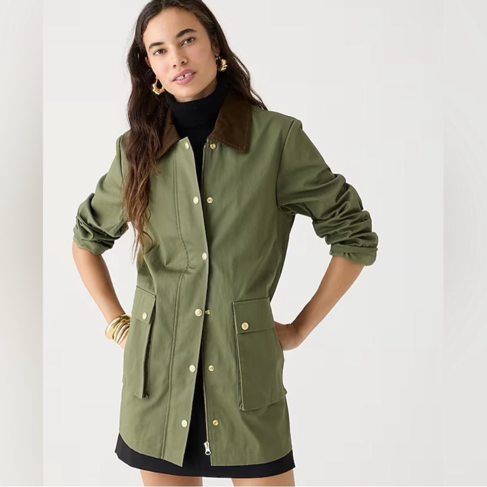 J CREW HERITAGE BARN JACKET WAXED COTTON SURPLUS GREEN SZ MED